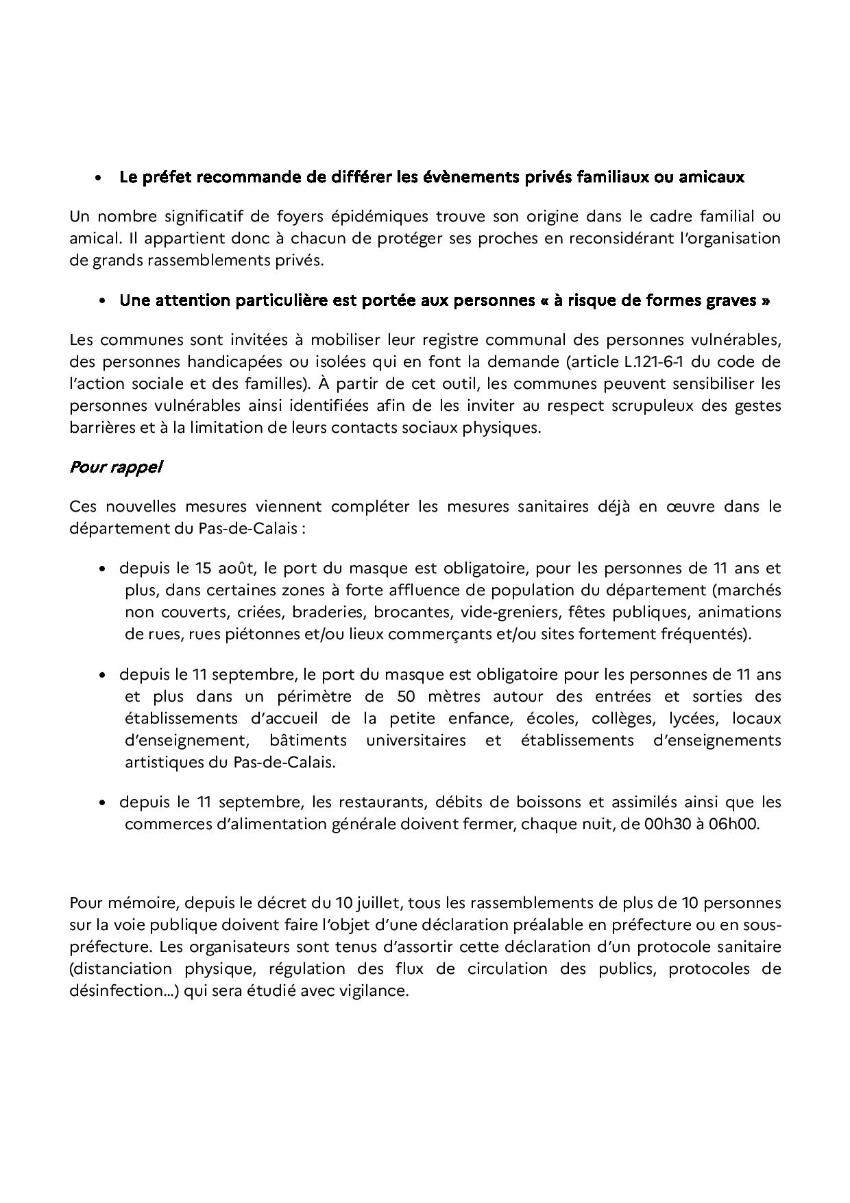 2020 09 15 renforcement des mesures sanitaires pour lutter contre la propagation du virus dans le Pas de Calais page 003